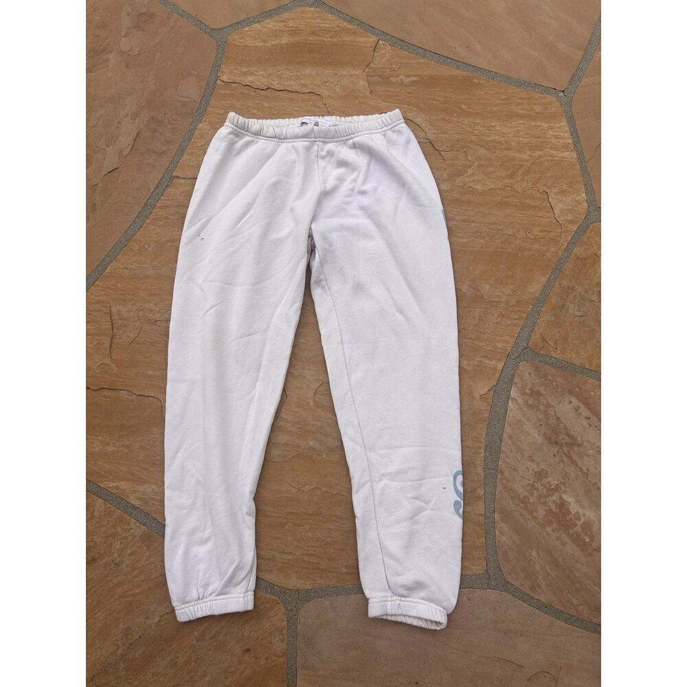 Spiritual Gangster Women White Jogger Sweatpants Drawstring Size M Take It Easy